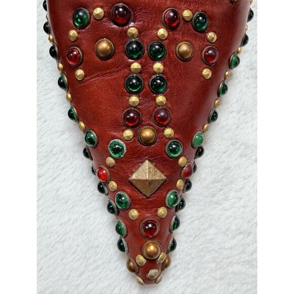 Vtg Giuseppe Zanotti Vicini Jeweled Red Leather Slingback Heels Italy 7B Medium - Picture 4 of 16